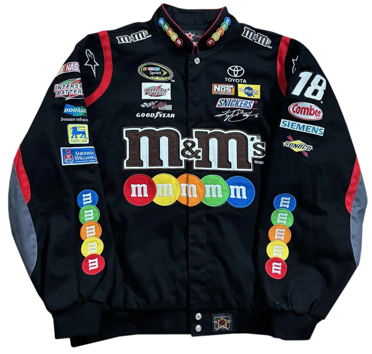 Vintage JH Design Kyle Busch M&M's Racing Jacket (Size XXL) — RootsBK